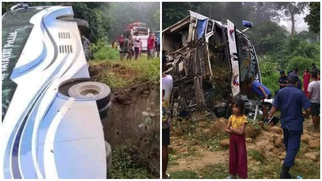 काठमाडौंबाट सुर्खेत जाँदै गरेको बस दाङमा दुर्घटना